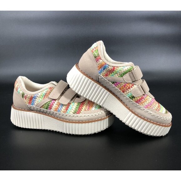 Pierre Dumas Women's Multicolor Woven Platform Sneakers Size 7.5 Rainbow Coastal - Picture 1 of 8